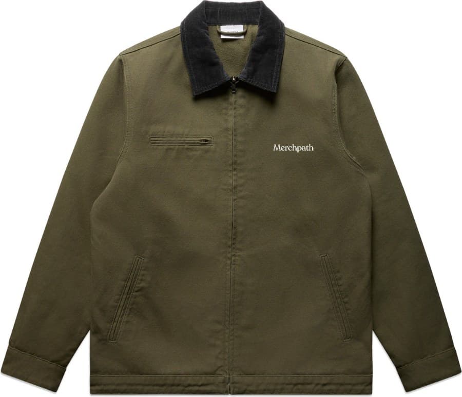 Army canvas jacket, blank then with the Merchpath logo