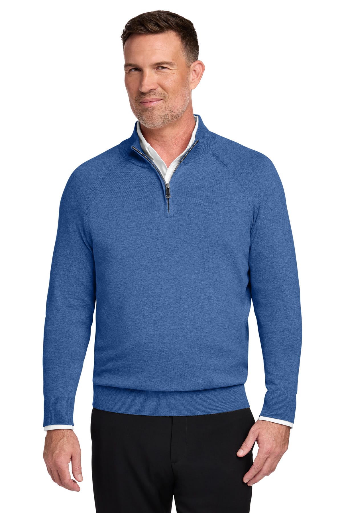 Brooks Brothers Cotton Stretch 1/4-Zip Sweater BB18402 — model front
